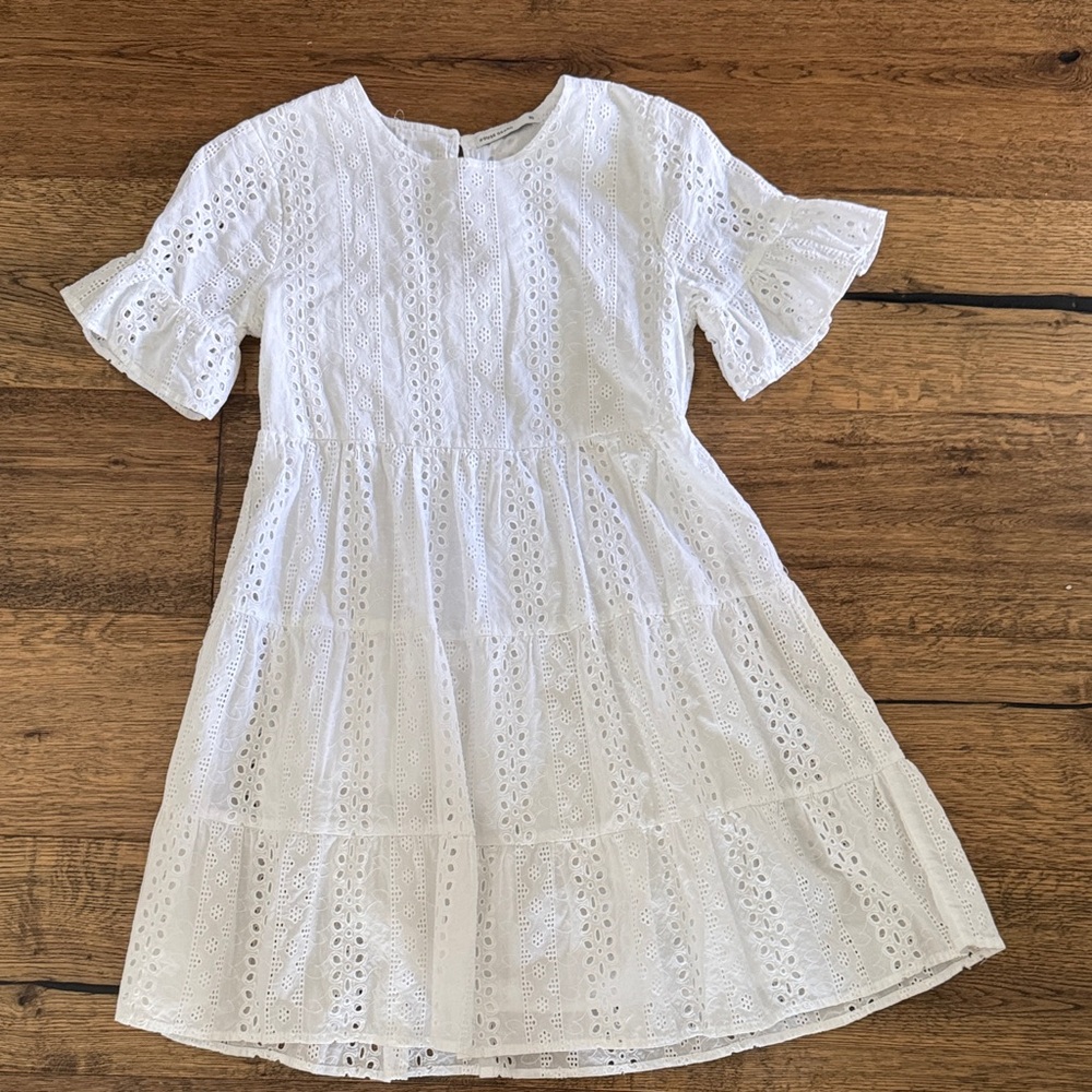 Elegant White Eyelet Kids Dress